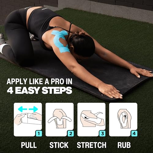 Kinesiology Tape for Shoulder | Waterproof, Sticks 7 Days, Precut Synthetic Material | K Tape for Shoulder Pain Relief & Support - Knees, Lower Back Pain, & Achilese (10 PCS | Nude)