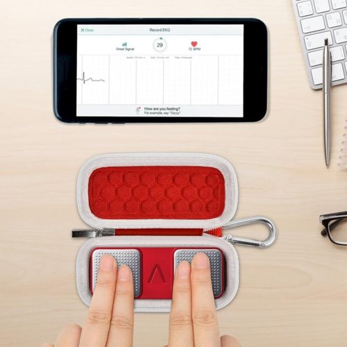 Case Compatible with KardiaMobile 6-Lead/for 1-Lead/for KardiaMobile 6L Max Personal EKG Monitor, Heart Rate Moitor Storage Holder - Red(Bag Only)
