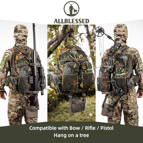 Blessedleaf Camo Hunting Backpack for Men with Rifle & Bow Carrying