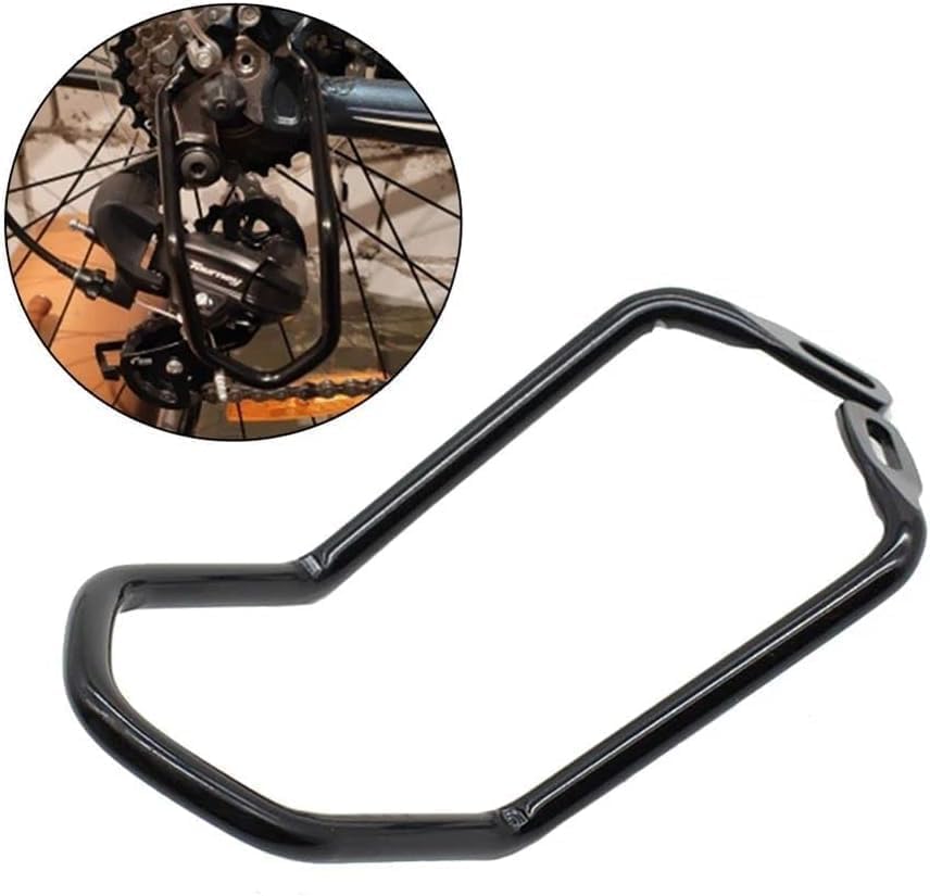 Junfamilee Black Steel Bicycle Rear Derailleur Protector, 150 mm, Clamp-On Mount, Bike Derailleur Hanger, Rear Gear Protector, Chain Stay Guard, Shifters