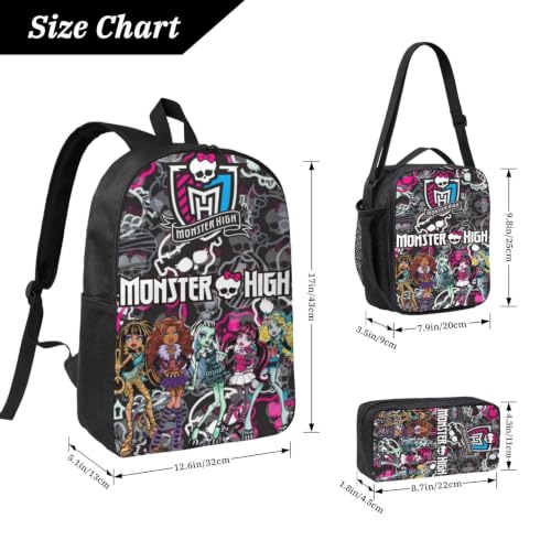Suhciaobn Gothic Backpack with Lunch Box & Pencil Case - Color-1