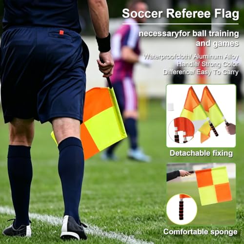 Professional Soccer Referee Kit with Flags Whistle and Card Notebook