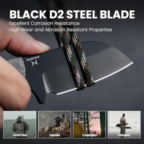 Kizer Deckhand Fixed Blade Hunting Knife with Sheath - Black Blade, Micarta & G10 Handle