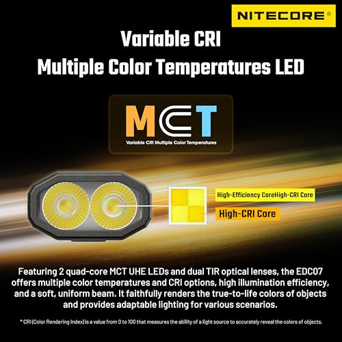 Nitecore EDC07 High CRI Three Color Temperatures Flashlight - Black
