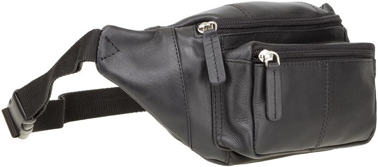 Visconti Classic Waist Pack/Pouch/Fanny Pak/Bumbag made of Genuine Quality Leather (Black)
