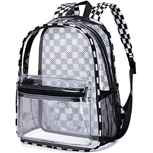 Clear Mini Backpack for Stadium Events 12x12x6 Small Transparent Backpacks Plastic See Through Clear Bag for Concerts Work Festival Security Travel