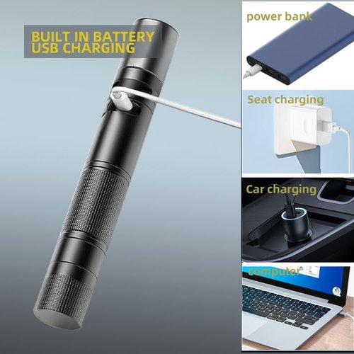 poyoelf Portable 3 in 1 LED Flashlight with Arc Lighter and Alarm,Rechargeable Self-Defense Flashlight Tactical Flashlight for Travel,Camping,Emergency,Gifts for Men&Women (Red1)