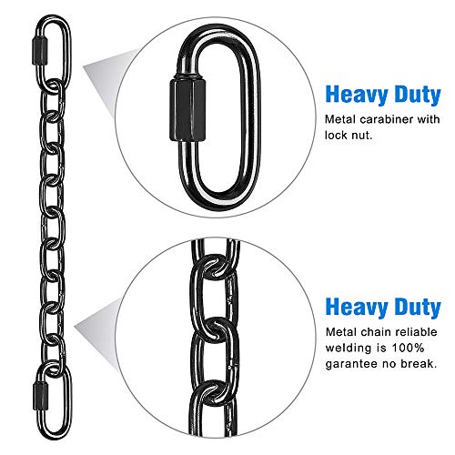 Heavy Duty Hanging Chains for Hammocks & Swings - 28 Inch Black with 4 Carabiners