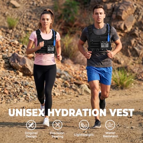 Hydration Vest with 2L Water Bladder for Men and Women - Black, Lightweight, Adjustable Hydration Backpack for Hiking Cycling & Climbing