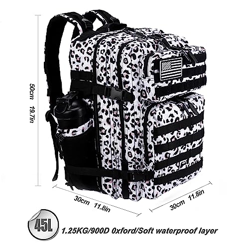 Military Tactical Backpack 45L Assault Pack with Molle System White Black Variation