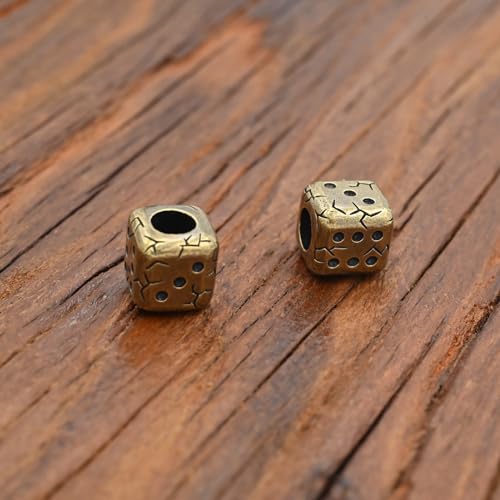 Brass Dice Beads for Paracord Keychains and Jewelry - 2PCS