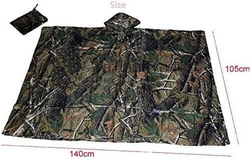 LOOGU Rain Poncho Waterproof Hooded Rain Coat Multi-Use Camo Shelter Ground Sheet for Hunting Camping Hiking
