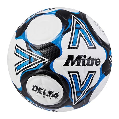 Mitre Soccer Ball - FIFA Quality Approved, Delta One White/Black/Blue - 5