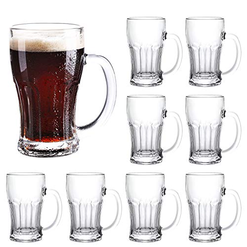 Fluted Beer Mugs Set 18oz Glass Drinkware with Handle - Pack of 8