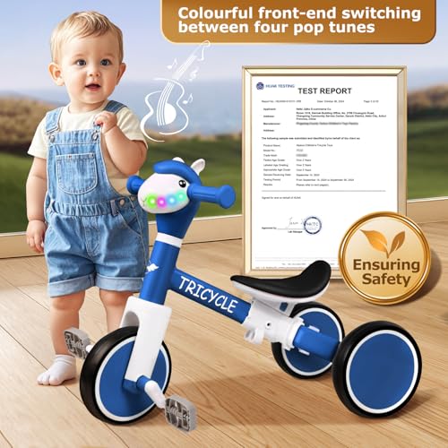 FZHZZ 4-in-1 Toddler Tricycle with Lights & Music - Basic Blue