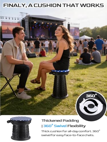 XXL Collapsible Stool with Cushion 21x13 Inches Portable Folding Seat for Adults 1000lbs - Variation of XXL Stool & Cushion & Bag