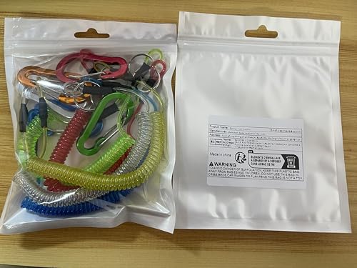 WTGID Carabiner Anti-Lost Rope,Spring Lanyard,Kayak Paddle Leash,Spring Coil Keychain,Retractable Length 10.6 inches,Fishing Lanyard,Retractable Tool Lanyard,Coiled Lanyard,5pcs