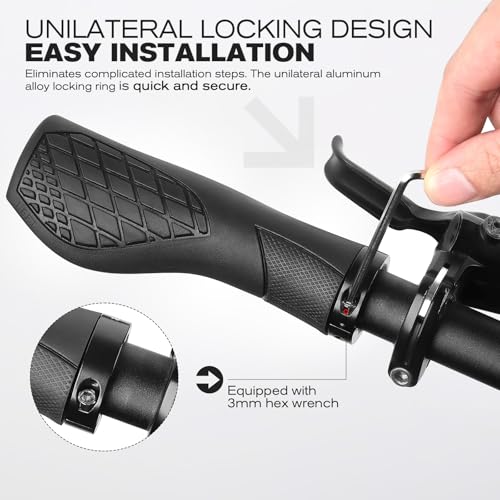 GXCROR Bike Grips,Ergonomic Bicycle Handlebars Grips Shock Absorbing Dual-Density Silicone,Universal 22.2mm Fit with 3D Non-Slip Pattern,Scooter Grips