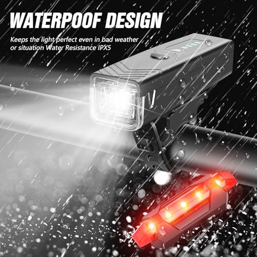 USB Rechargeable Bike Light Set 400 Lumens Front and Rear Waterproof