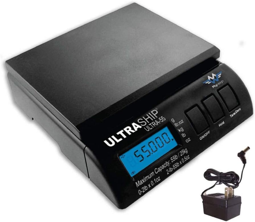 My Weigh UltraShip 55lb. Digital Scale Pro Savings for Pizzeria, Restaurant, Bakery, or Shipping Usage Battery or AC Operated 4-Pack