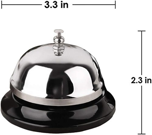 Call Bell 3.3 Inch Diameter with Metal Anti-Rust Construction, Ringing, Desk Bell Service Bell for Hotels, Schools, Restaurants, Reception Areas, Hospitals, Warehouses(Silver)