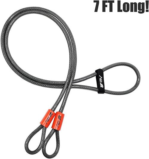 BV 4FT Heavy-Duty Security Cable Lock with Loops – Extra Thick 10mm (3/8") Braided Steel, Cut-Resistant & Weatherproof Wire Cable for Padlock, Gate, Bike, Motorcycle & Outdoor Equipment
