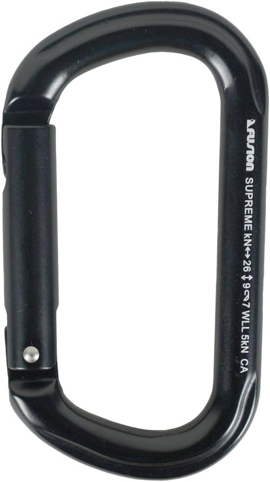 Straight Gate Carabiner - Black, Supreme Oval-Shaped (FP-9318-3-STK-BLK)