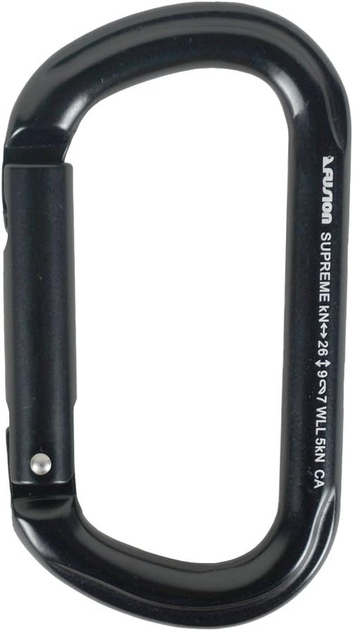 Black Straight Gate Carabiner - Supreme Oval-Shaped Climbing Hook (FP-9318-3-STK-BLK)