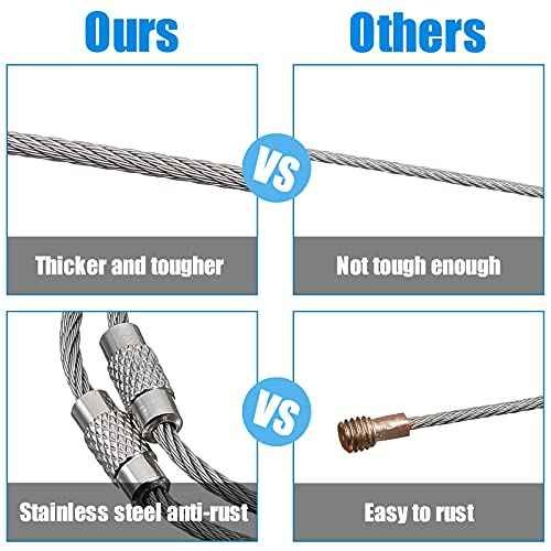 Shimeyao Wire Keychain Cable Metal Wire Cable Key Ring 6" Stainless Steel Loop Luggage Tag for Outdoor Hiking Items Hanging