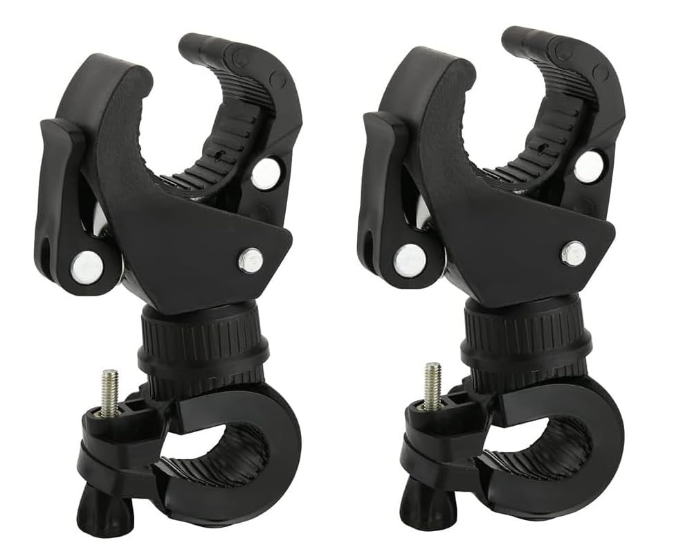 fixinus 2 Pack Bicycle Flashlight Mount - 360 Degree Rotating Bike Light Mount, Universal Torch Clip for Mountain Bike and Bicycle LED Light, Camera, GPS