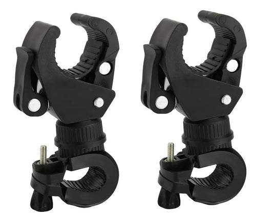 fixinus 2 Pack Bicycle Flashlight Mount - 360 Degree Rotating Bike Light Mount, Universal Torch Clip for Mountain Bike and Bicycle LED Light, Camera, GPS