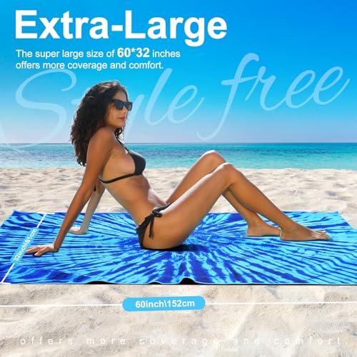 Genovega Microfiber Lightweight Thin Beach Towel Compact Sandproof Clearance Towels Quick Dry Sand Free Swim Pool Camping Blanket Travel Essentials Accessories Vacation Women Men Adults Blue Vortex