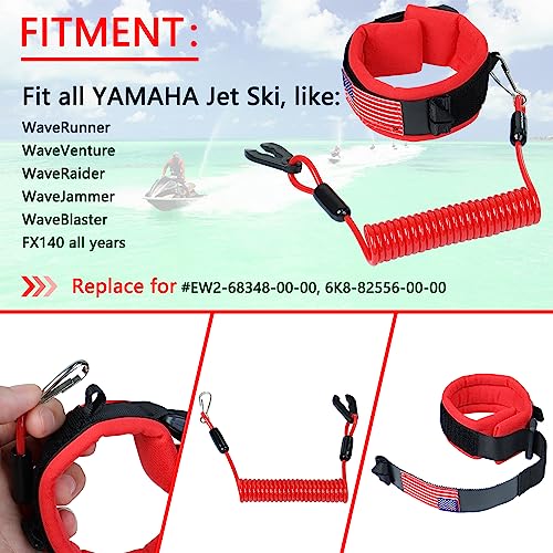 Boat Kill Switch Lanyard Wrist Strap for Yamaha Jet Ski - Red