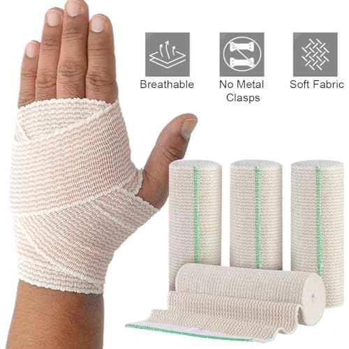 Elastic Bandage Wrap 6 Inch Compression Wrap Bandage with Self-Closure Washable Wide Elastic Bandages for Legs Tummy Body 4 Pack