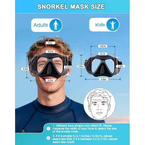 Greatever Dry Snorkel Set,Panoramic Wide View,Anti-Fog Scuba Diving Mask,Professional Snorkeling Gear