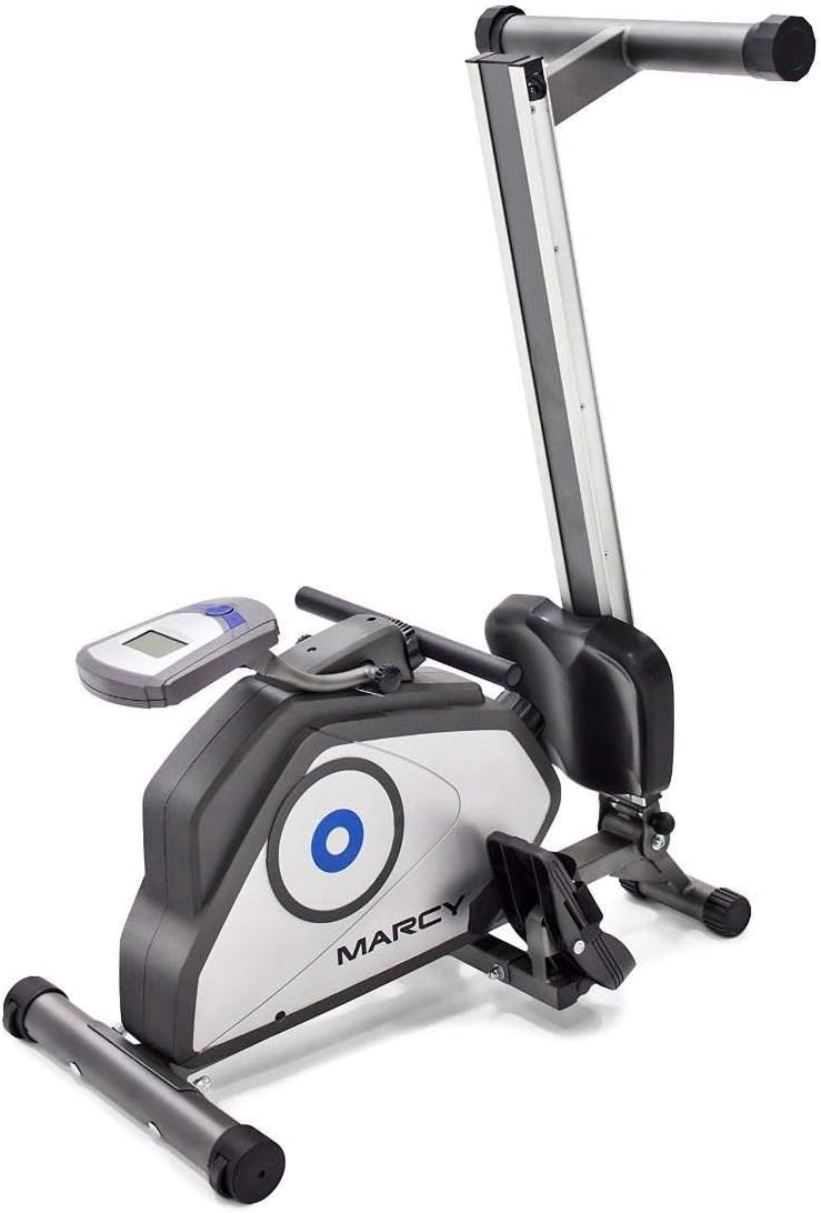 Marcy Compact 8-Level Adjustable Magnetic Resistance Rowing Machine with Transport Wheels