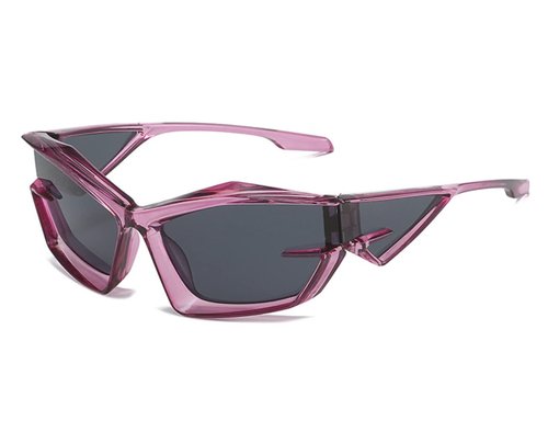 W&Y YING Y2K Sunglasses For Men Women Fashion Bat Trendy Futuristic Shields Wrap Around Sunglasses Cool Sports Glasses (Pink)