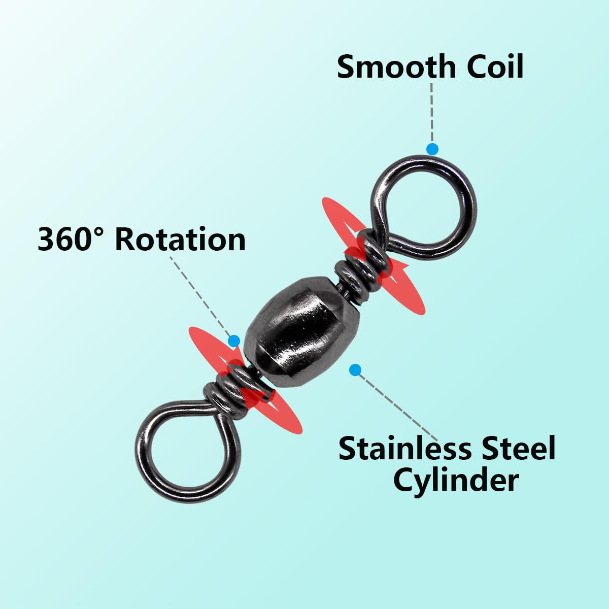 UperUper Fishing Barrel Swivels Kit, 300pcs Stainless Steel Rolling Bearing Snap Connector for Saltwater Freshwater Fishing#2#3#4#5#6#7