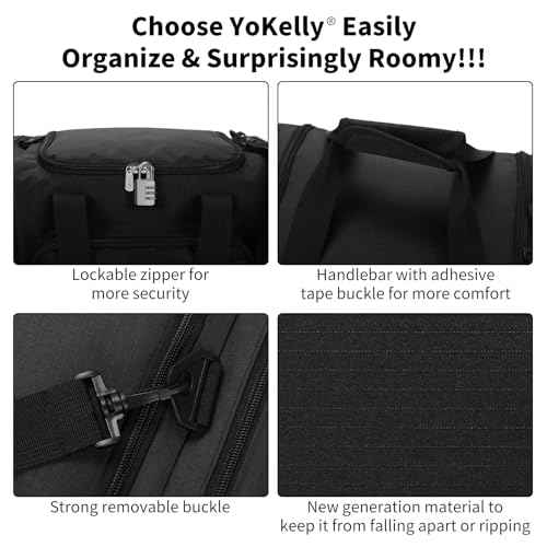 Small Duffel Bag 17 inch Carry On Weekender Bag for Travel Gym Sport (17x10x9 in) - Black