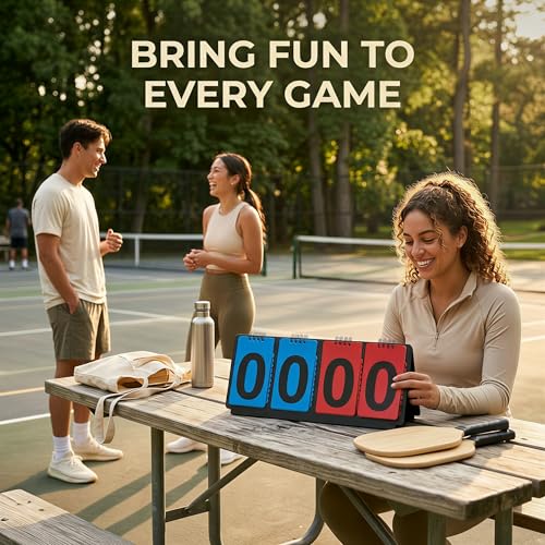 ShYeenei Portable Sports Scoreboard Black with Large Flip Numbers, Manual Score Keeper for Basketball Volleyball Baseball