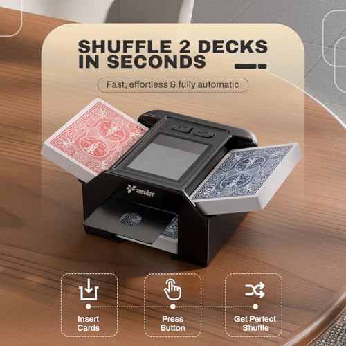 Automatic Card Shuffler for 1-2 Decks USB-C Rechargeable Black