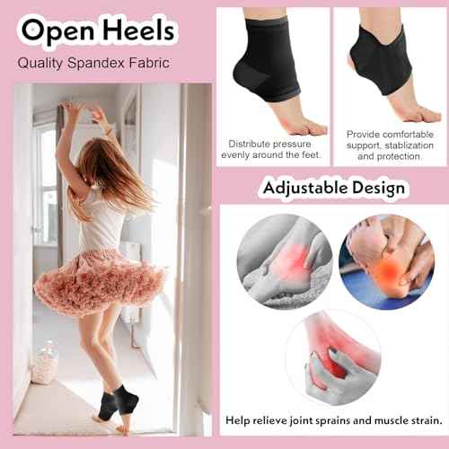 Larrel 2 Pairs Kids Ankle Brace Set, Black Foot Support Stabilizer Wraps, Ankle Brace Compression Sleeves, Knitted Ankles Sleeve for Injury Prevention, Foot Support for Dance, Gymnastics and Running