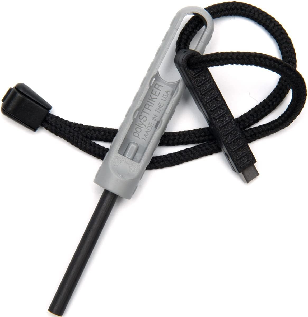 EXOTAC - polySTRIKER Lightweight Ferrocerium Fire Starter with Snap-in Striker for Emergency Kits, Campfires, Hiking, and Survival Supplies