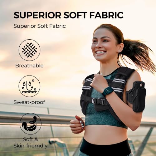 16 lb Weighted Vest for Fitness Running & Weight Loss - Reflective Stripes