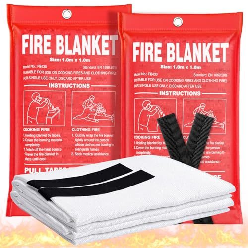 Emergency Fire Blanket 2 Pack - 40x40 Inches Home & Kitchen Safety