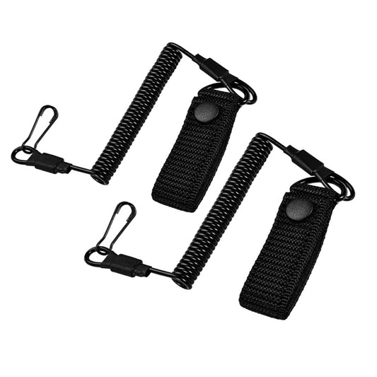 FAZee Tactical Anti-Lost Lanyard Rope Military Built-in Steel Spring Safety Strap Wire Gun Holder for Key Ring Chain Flashlight Hunting Accessories (2PCS)