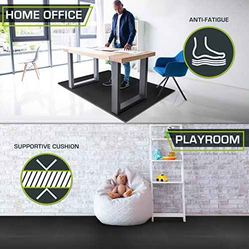ProsourceFit Extra Thick Puzzle Exercise Mat 1", EVA Foam Interlocking Tiles for Protective, Cushioned Workout Flooring for Home and Gym Equipment, Black 3-Pack