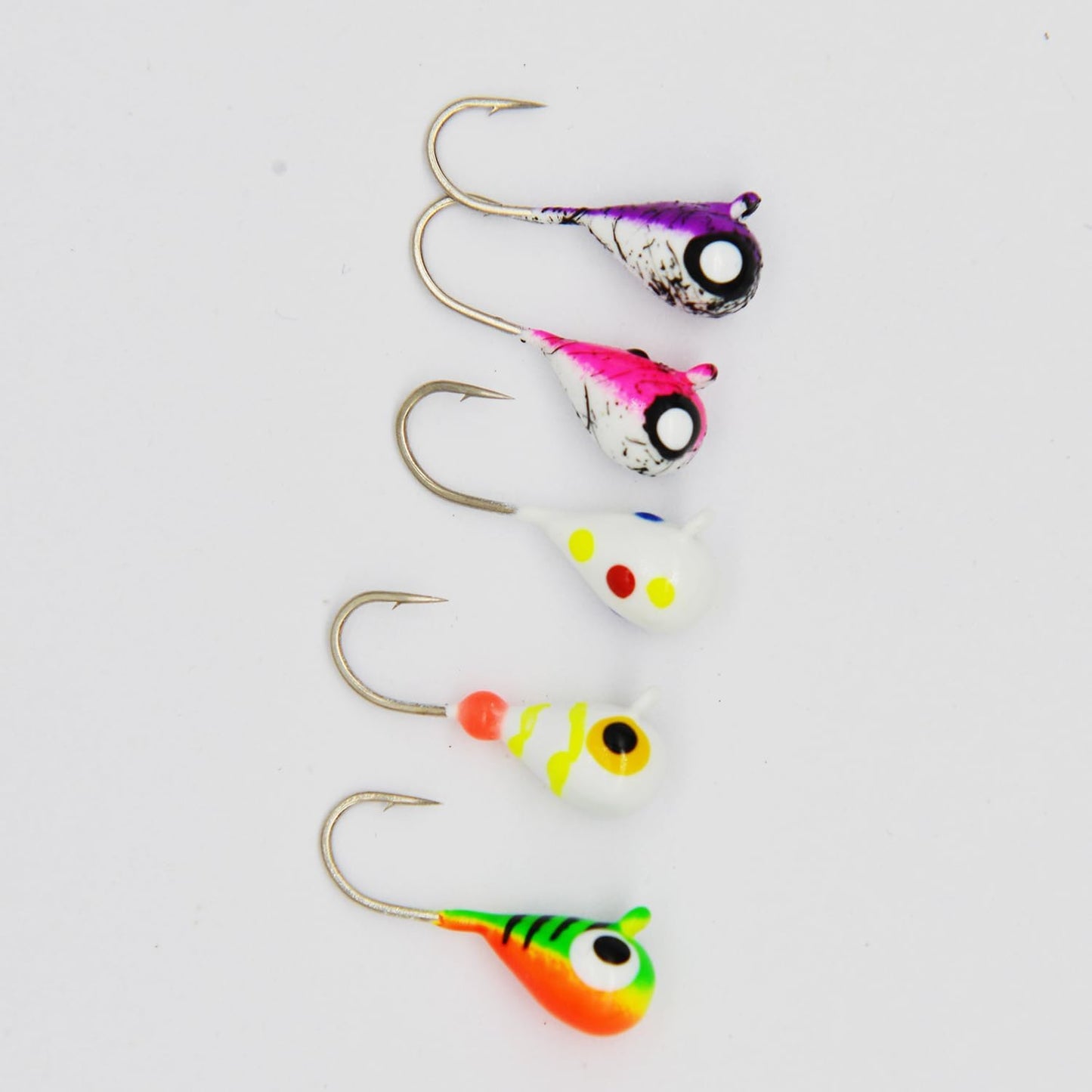 ALICHINO Ice Fishing Jig Set, 5pcs Tungsten Ice Jig Heads for Panfish & Crappie, Needle Point Hooks, 4MM Size
