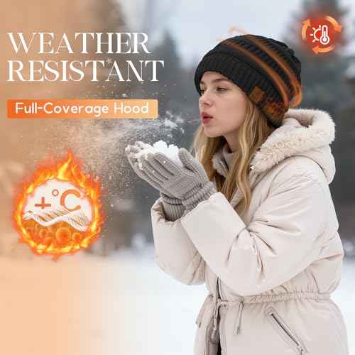 Durio Womens Knit Beanie Winter Thick Solid Fleece Lined Beanie Hats for Women Men Unisex Warm Skiing Beanies