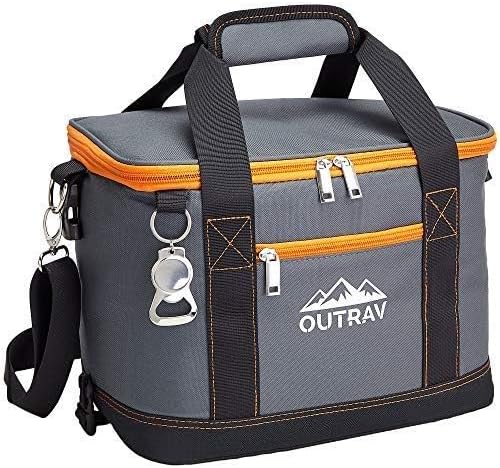 Collapsible Insulated Cooler Bag – 6L Thermal Lunch Bag with Bottle Opener, 16 Can Capacity – Perfect For Camping, Picnics and Travel - Handles and Removable Shoulder Strap - By Outrav
